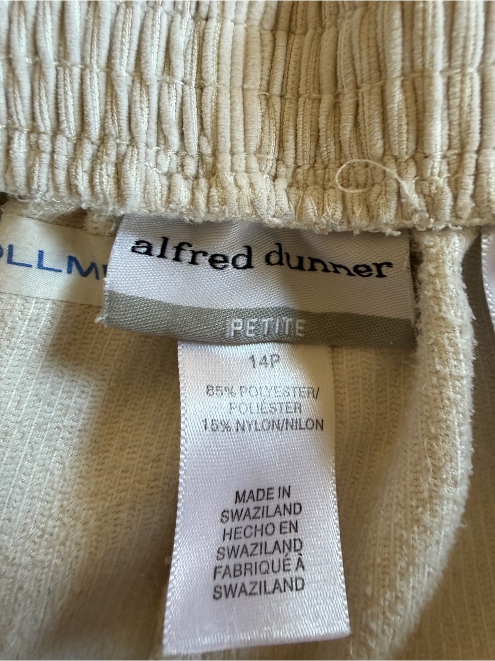 Cream Wide-Leg Ribbed Pants - Picture 3 of 3